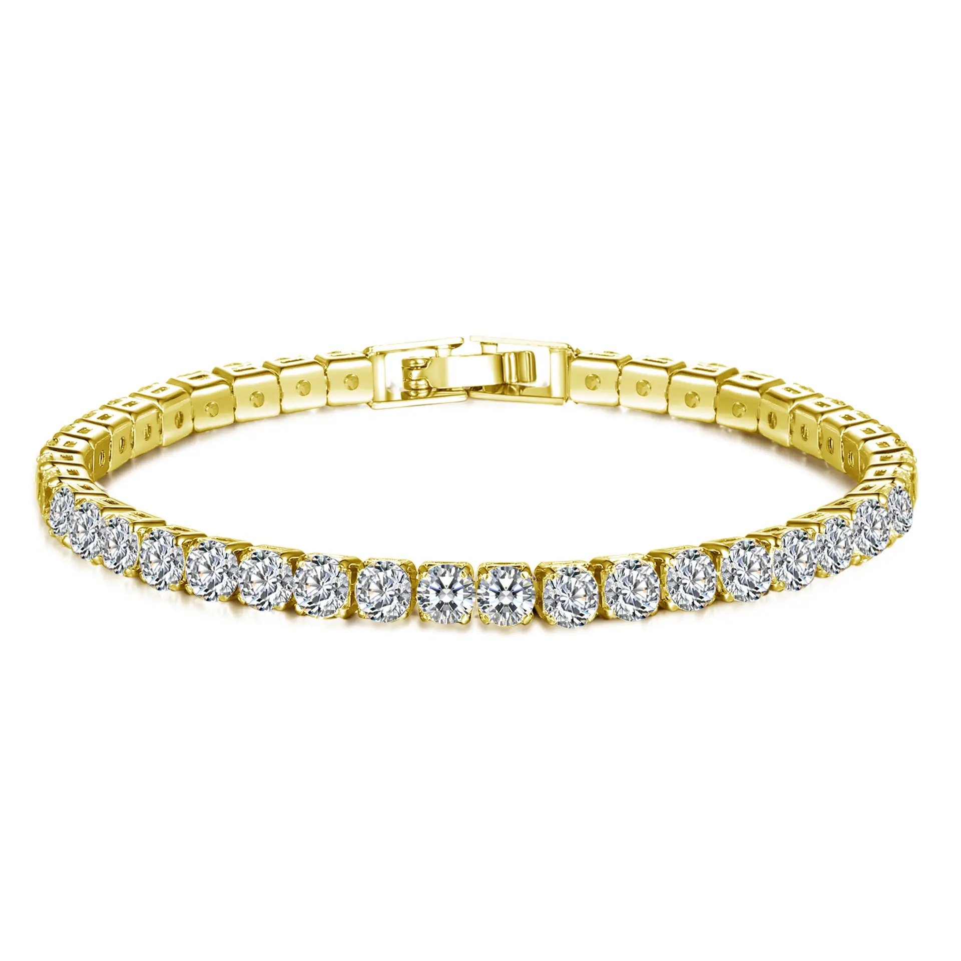 Full Diamond Zircon Couple Bracelet Silver White — feature 6
