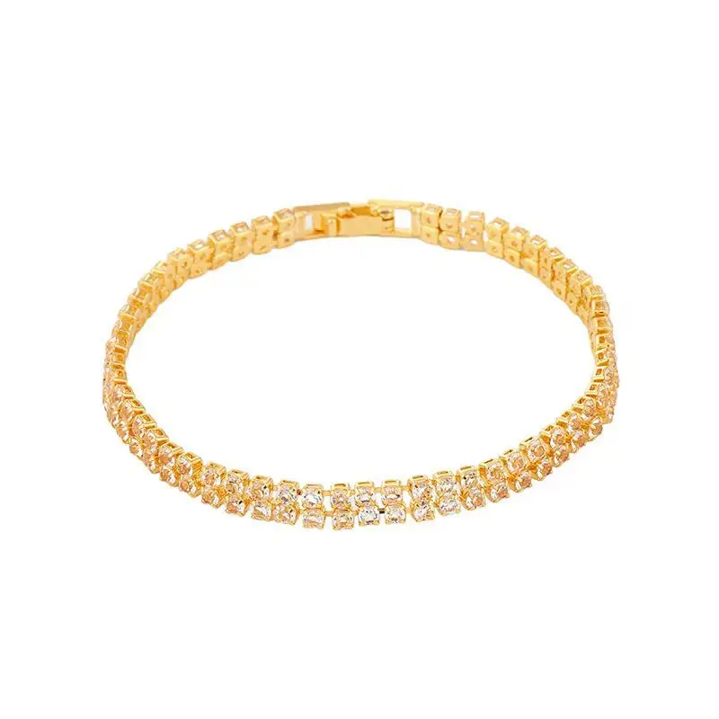 Full Diamond Zircon Couple Bracelet Silver White