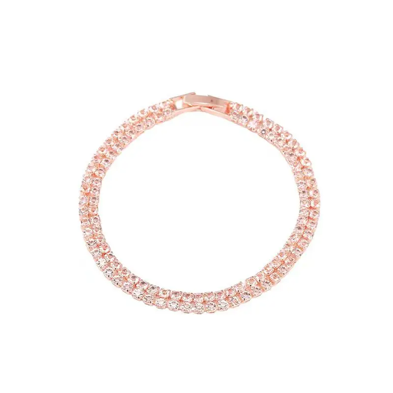 Full Diamond Zircon Couple Bracelet Silver White