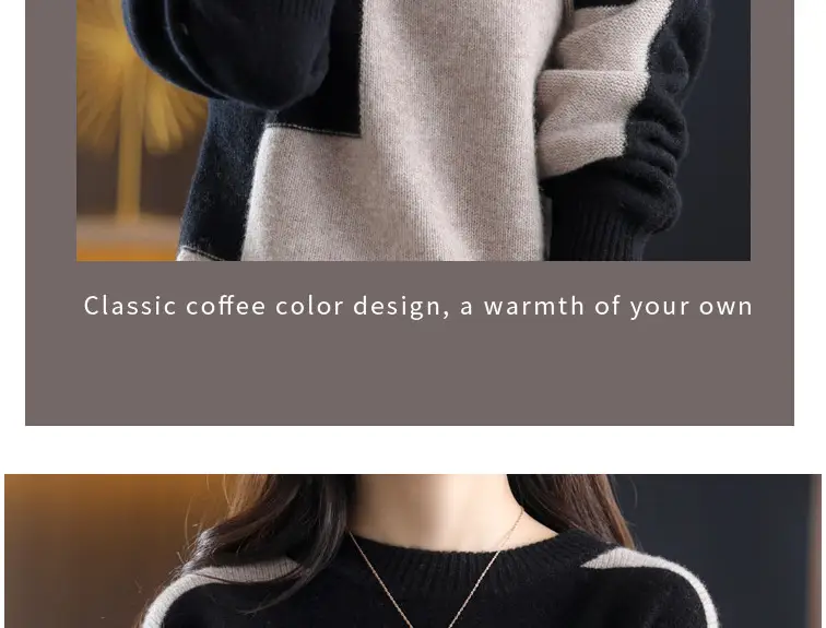 Plus Size Black White Color Block Knitwear Top — feature 18