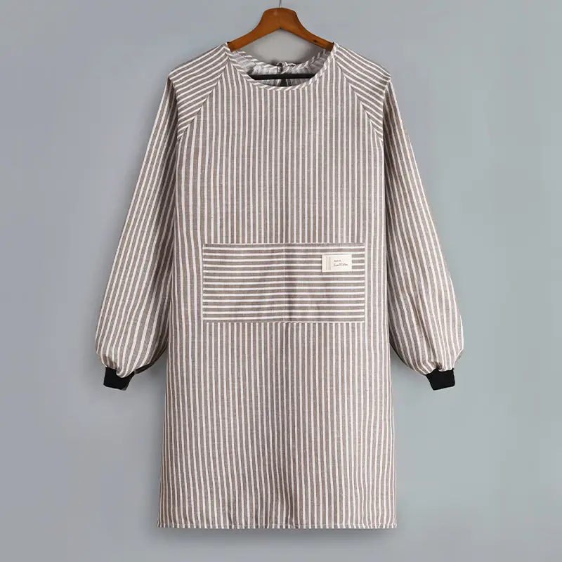 Korean Style Long Sleeve Apron Women Cotton Linen 2022 - Image 5