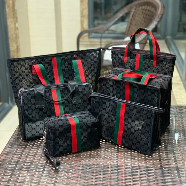 Korean Mesh Flock Bag Large Capacity Wash Bag - Image 14