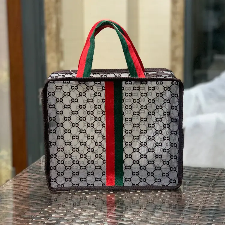 Korean Mesh Flock Bag Large Capacity Wash Bag - Image 2