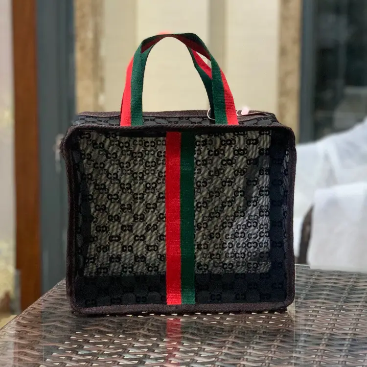Korean Mesh Flock Bag Large Capacity Wash Bag - Image 3