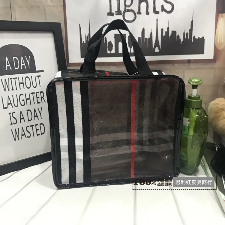 Korean Mesh Flock Bag Large Capacity Wash Bag - Image 9