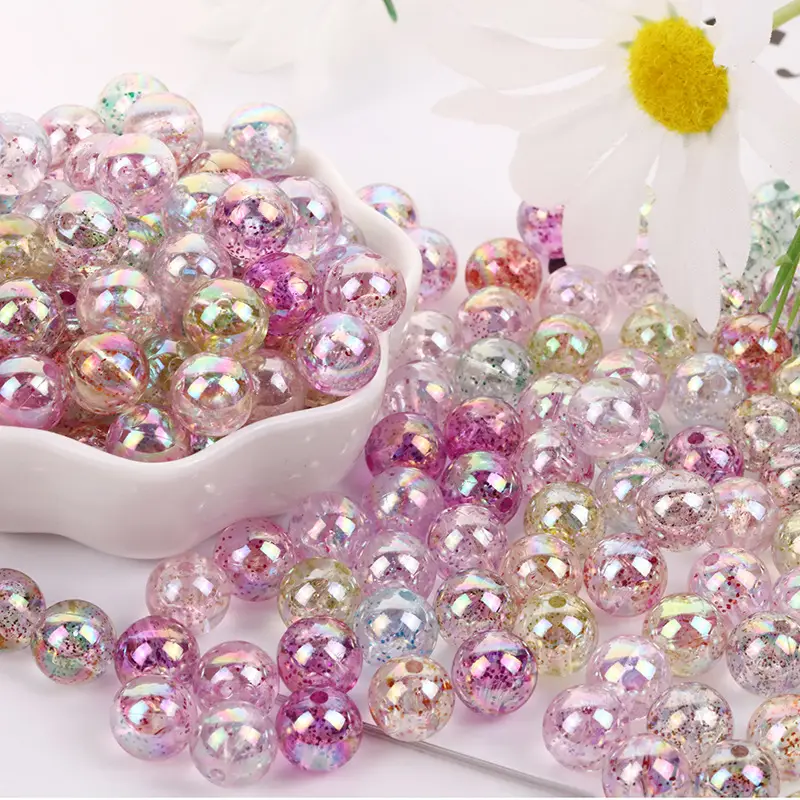 8mm Acrylic Beads AB Color DIY Hair Rope Bracelet - Image 3