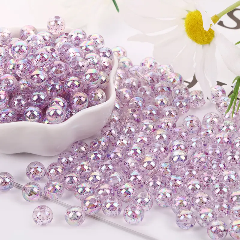 8mm Acrylic Beads AB Color DIY Hair Rope Bracelet - Image 6