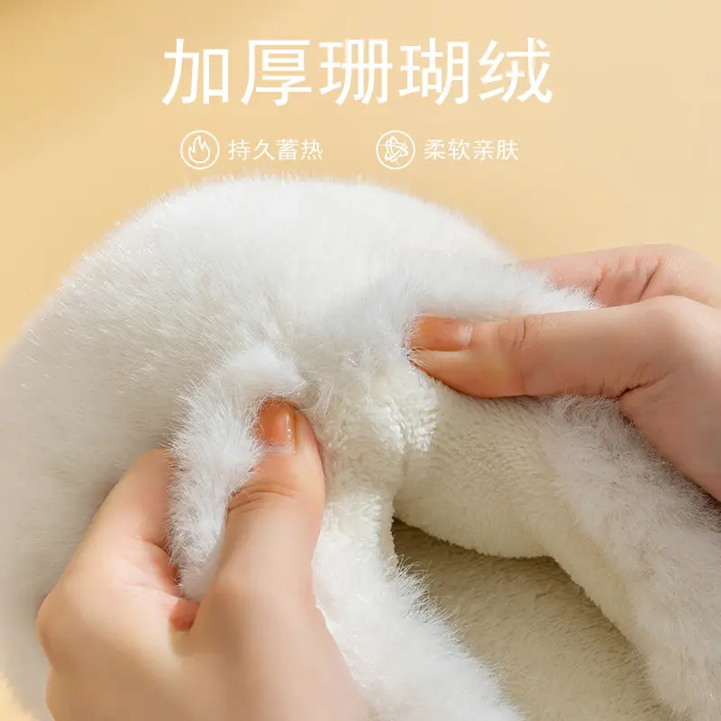New Postpartum Shoes for Women in Autumn and Winter 2024 Furry Indoor Home Non-Slip Warm Thick-Soled Cotton Slippers for Women Spring & Fall