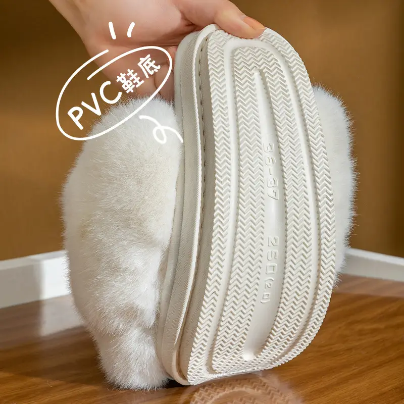 New Postpartum Shoes for Women in Autumn and Winter 2024 Furry Indoor Home Non-Slip Warm Thick-Soled Cotton Slippers for Women Spring & Fall
