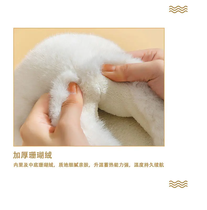 New Postpartum Shoes for Women in Autumn and Winter 2024 Furry Indoor Home Non-Slip Warm Thick-Soled Cotton Slippers for Women Spring & Fall — feature 10