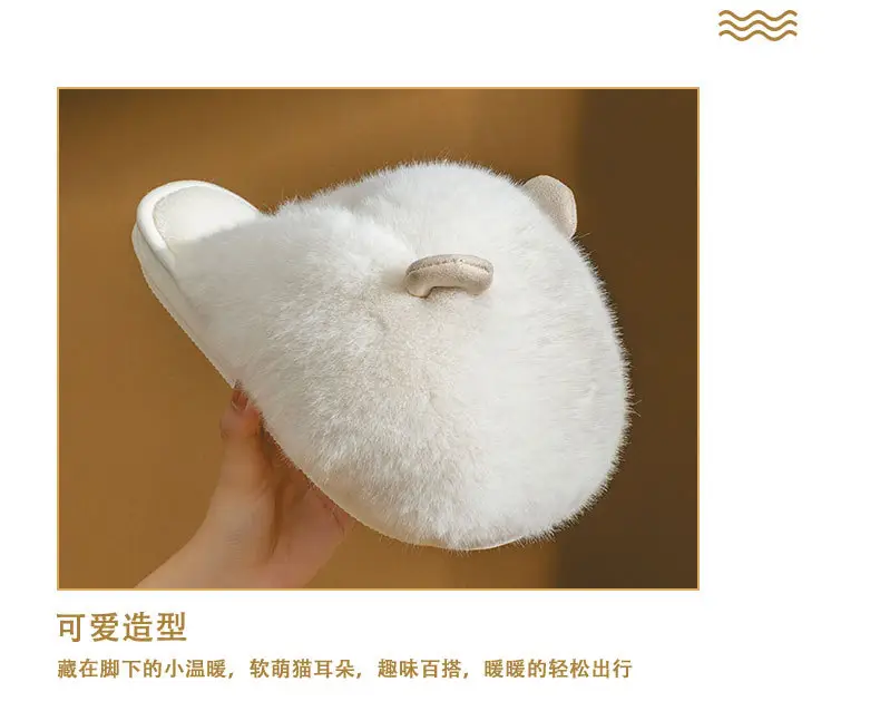New Postpartum Shoes for Women in Autumn and Winter 2024 Furry Indoor Home Non-Slip Warm Thick-Soled Cotton Slippers for Women Spring & Fall — feature 9