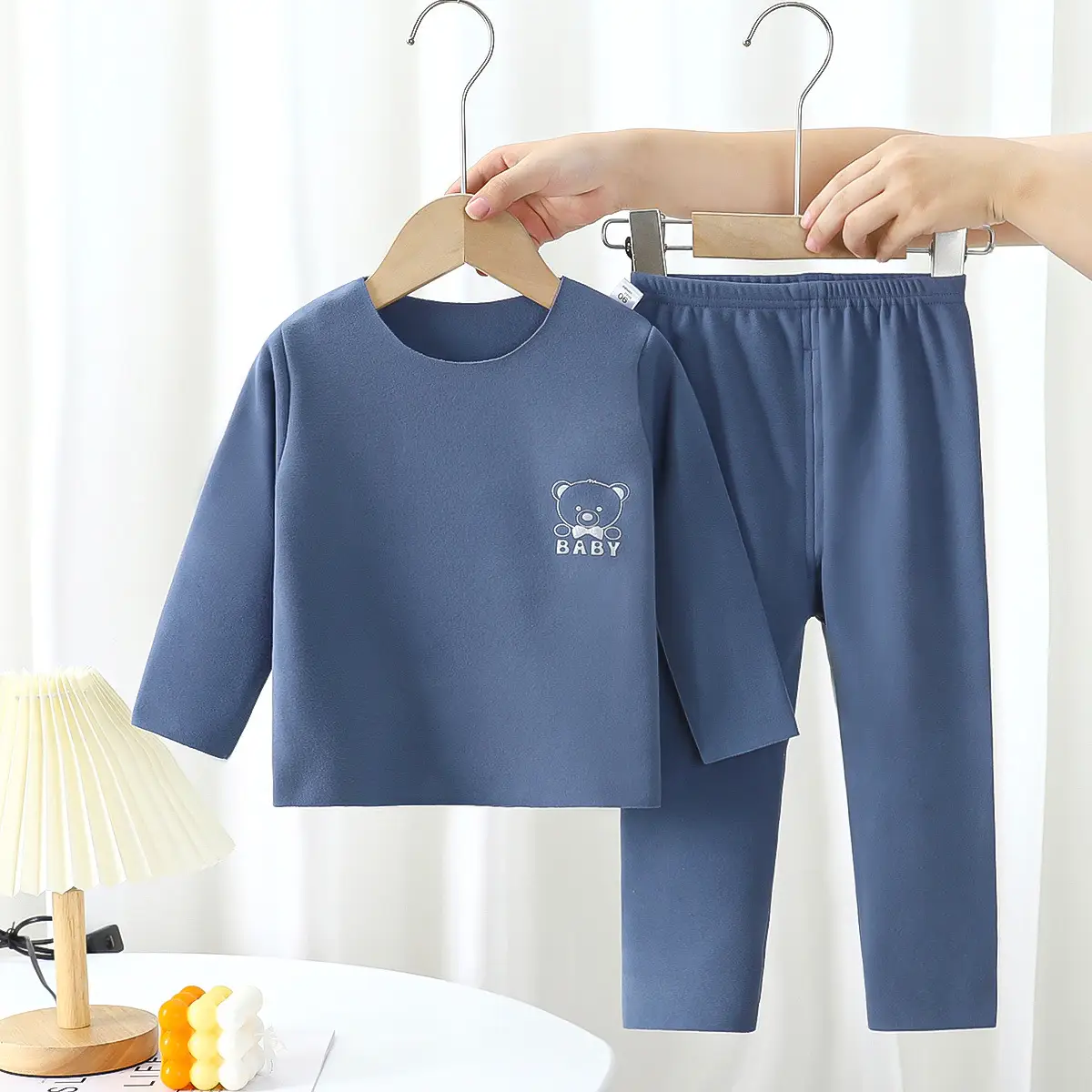 Blue Velvet Kids Pajama Set for Boys Girls - Image 8