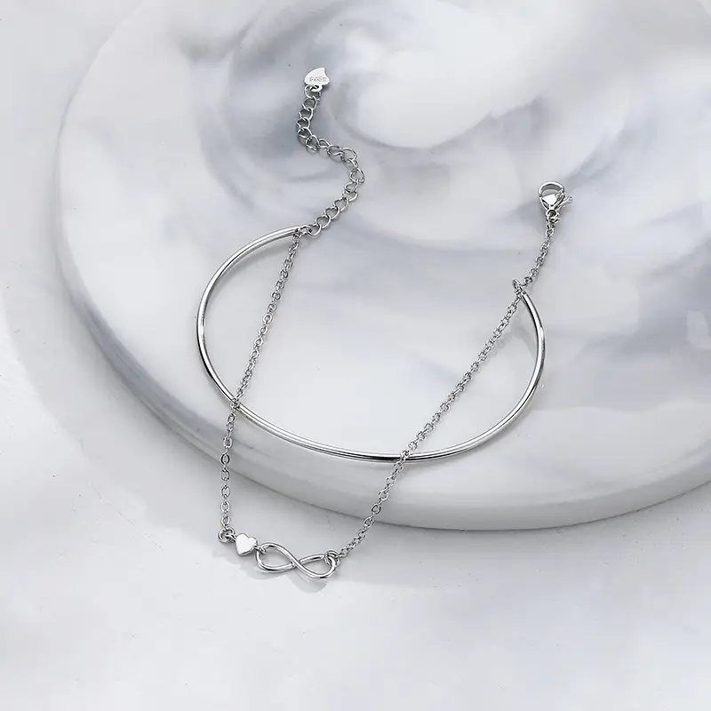 Eternal Love Mobius Ring Double Layer Bracelet Silver - Image 4