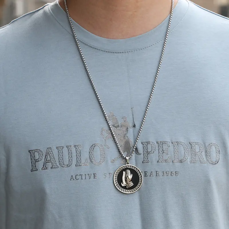 Stainless Steel College Student Buddha Pendant Necklace