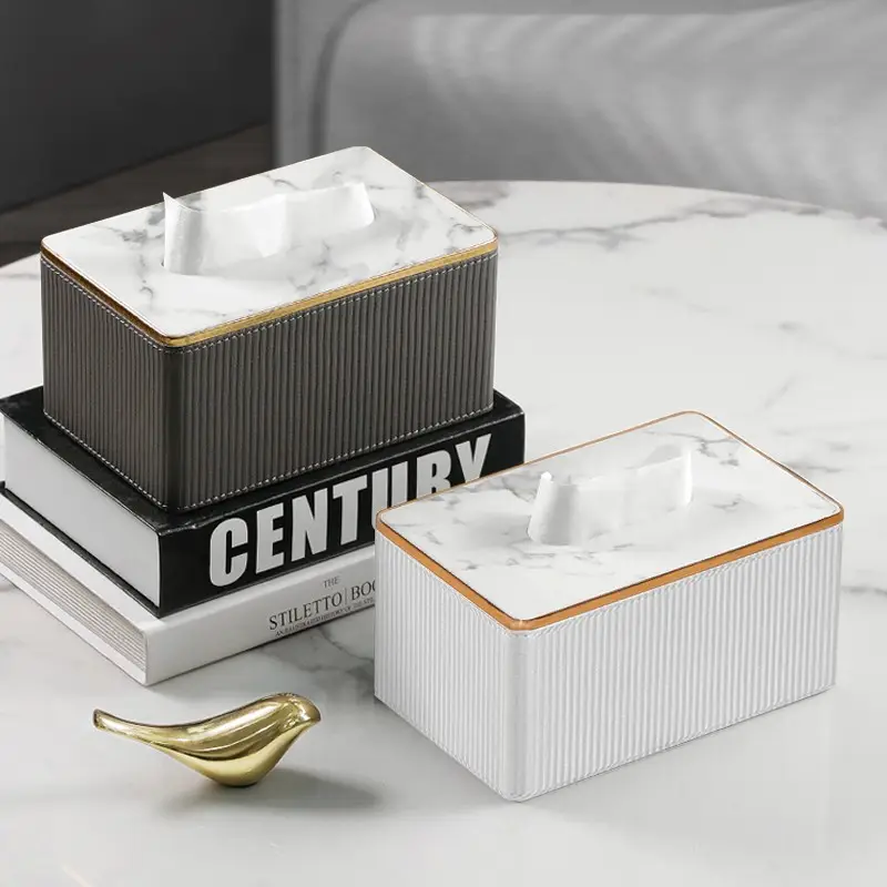 Luxury Marble Top Paper Box with Gold Trim - Image 13
