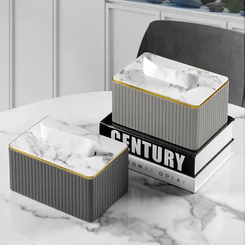 Luxury Marble Top Paper Box with Gold Trim - Image 14