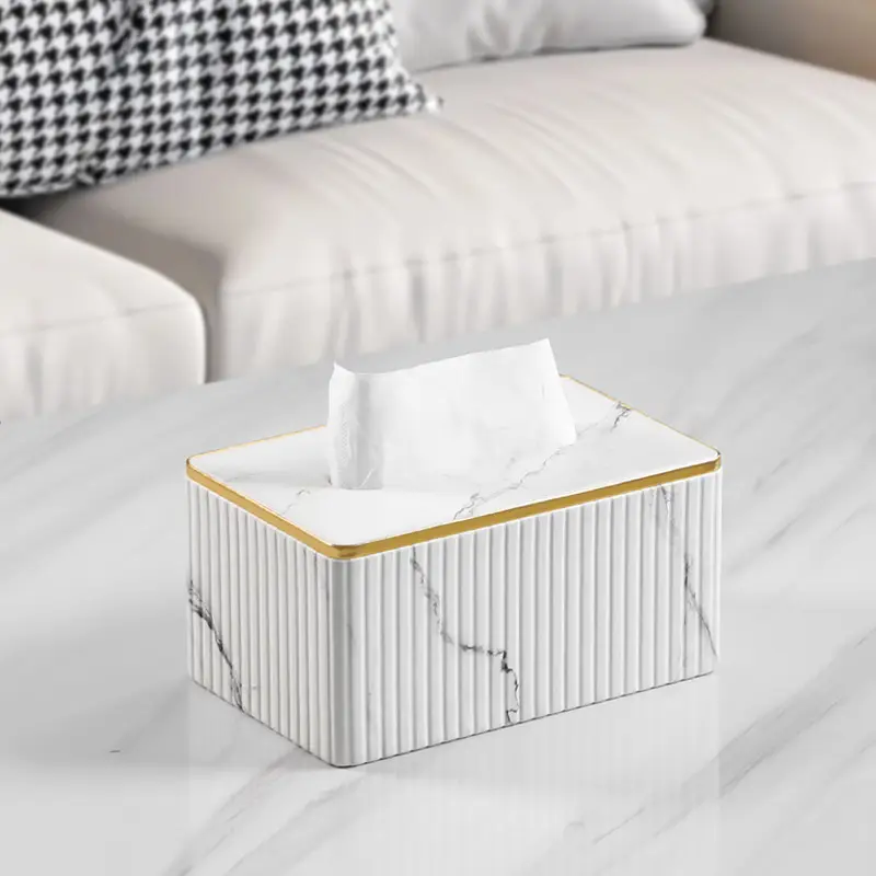 Luxury Marble Top Paper Box with Gold Trim - Image 4