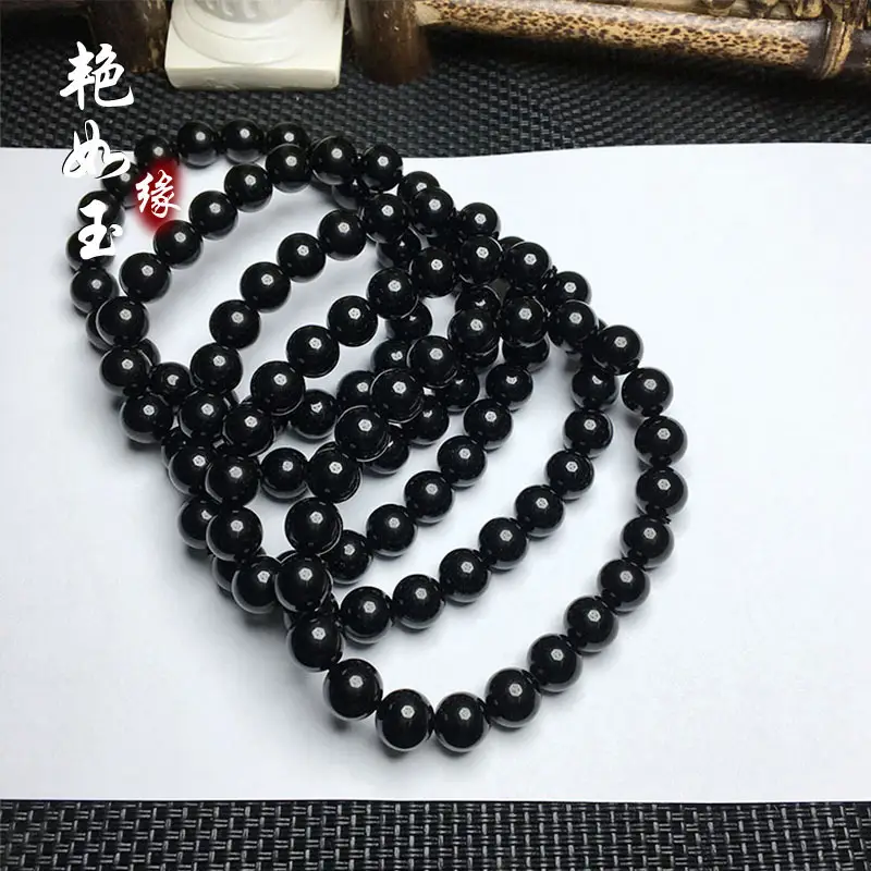 Black Tourmaline Single Circle Bracelet for Men Women - Image 2