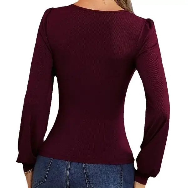 Women's Black Long Sleeve Low Collar Knit Top - Image 10