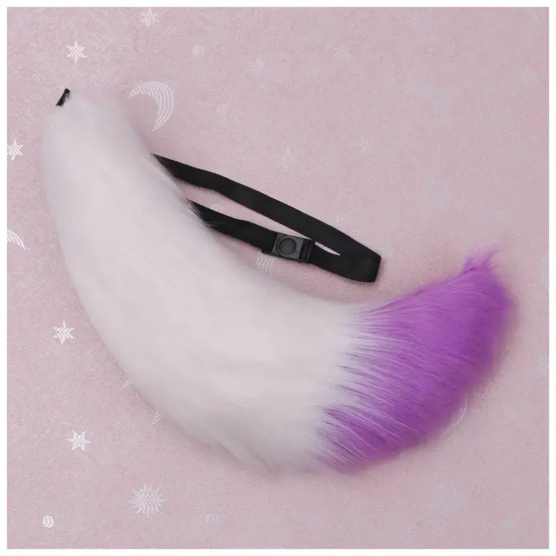 9cm long hairy fox tail White plus purple