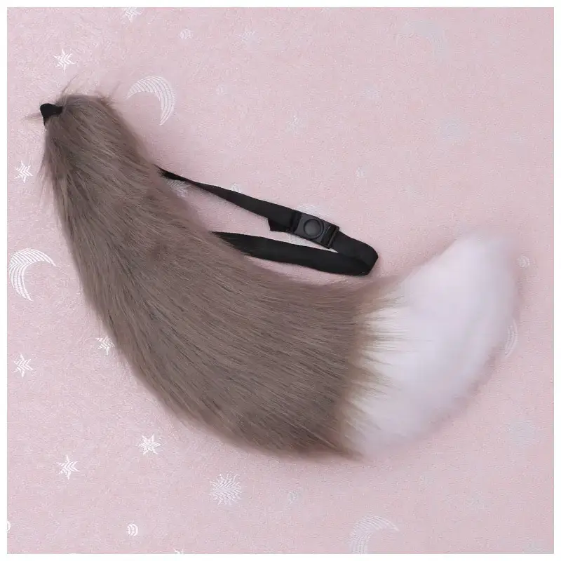 9cm long hair fox tail Gray plus White