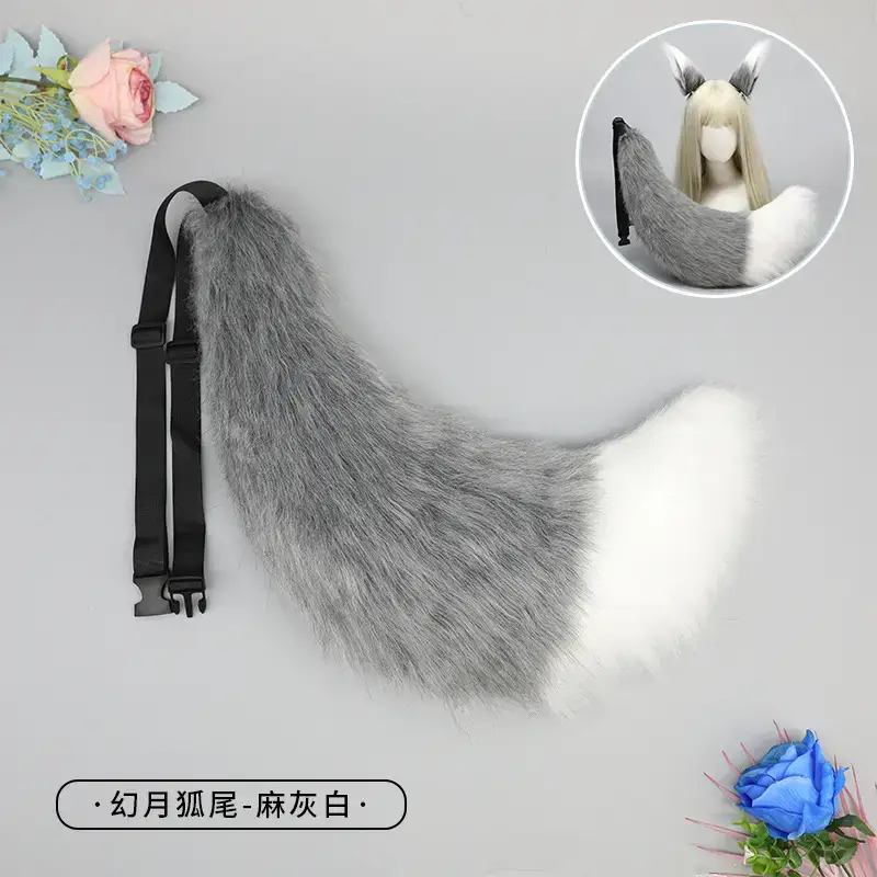 White Plush Fox & Wolf Tail Cosplay Accessories - Image 7