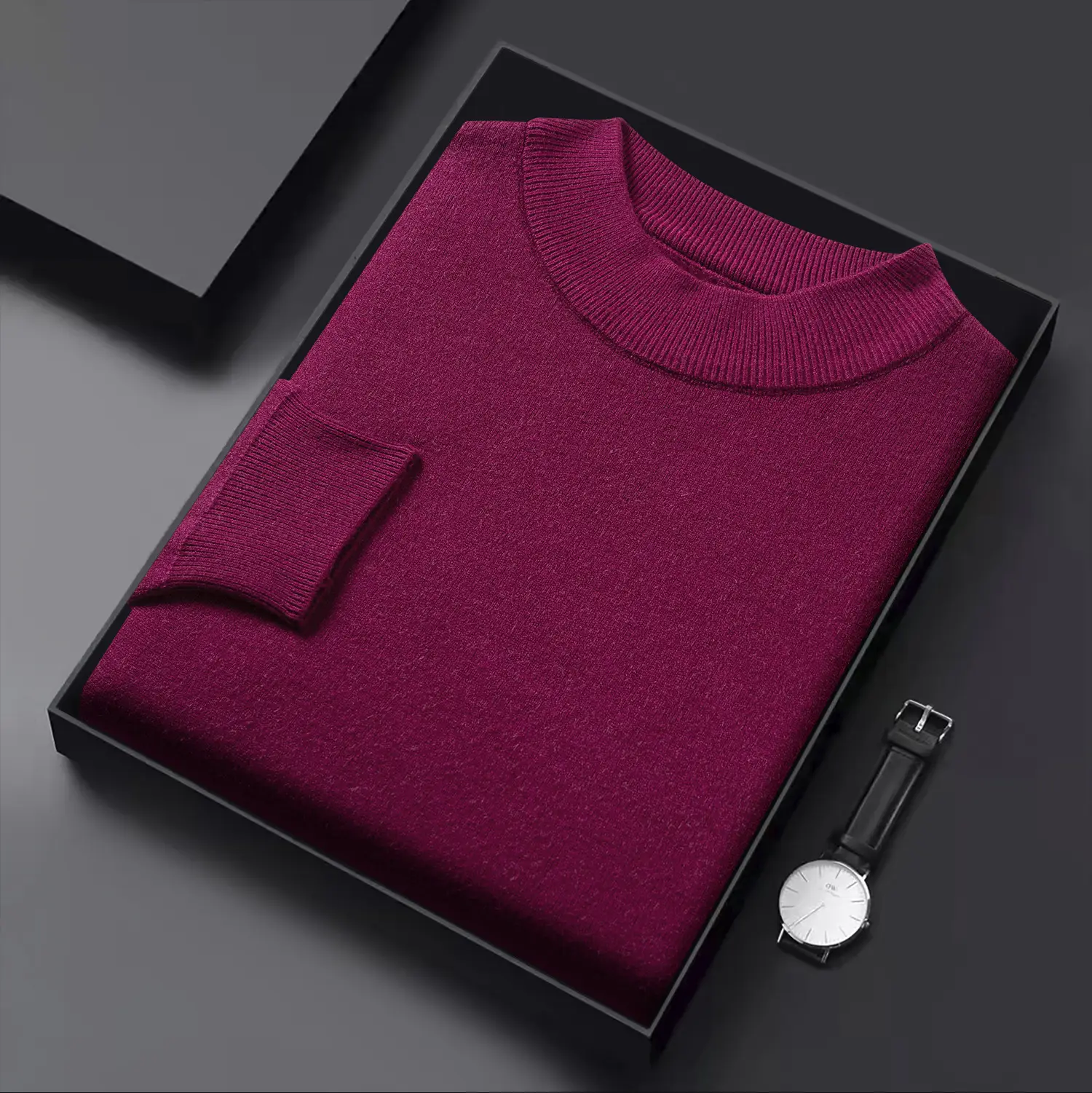 Men's Black Half Turtle Neck Sweater Base Shirt - Image 3