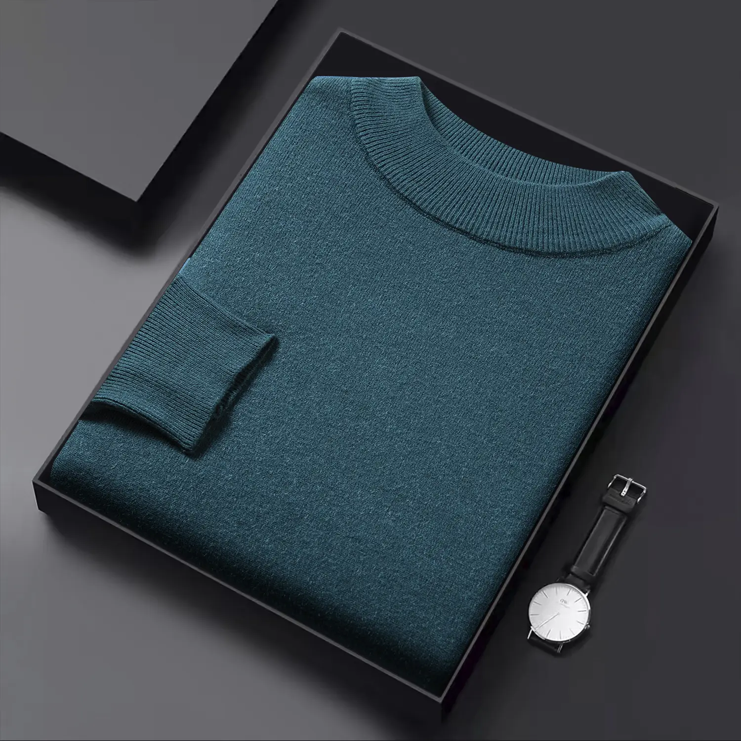 Men's Black Half Turtle Neck Sweater Base Shirt - Image 6