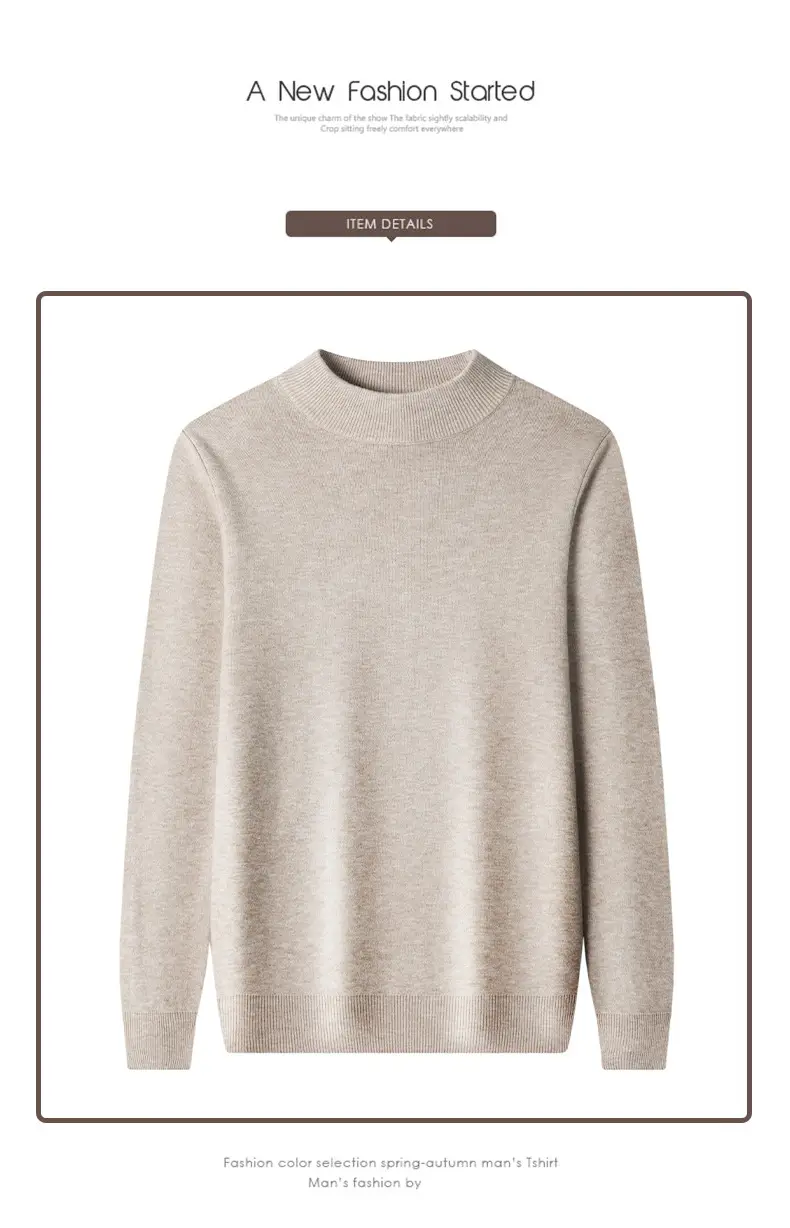 Men's Black Half Turtle Neck Sweater Base Shirt — feature 31