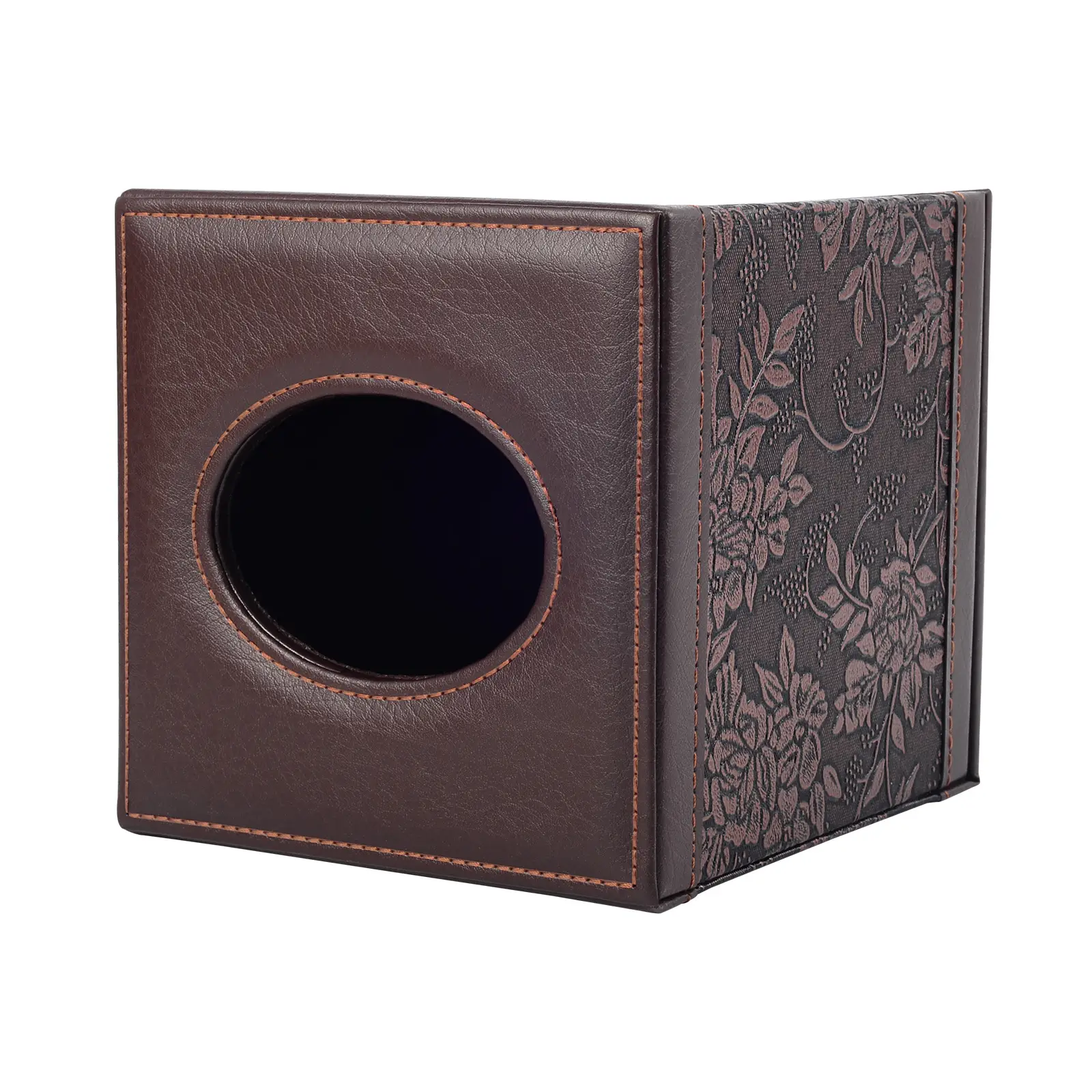 Square Heated Roll Tissue Box Vintage Flower Leather — feature 3