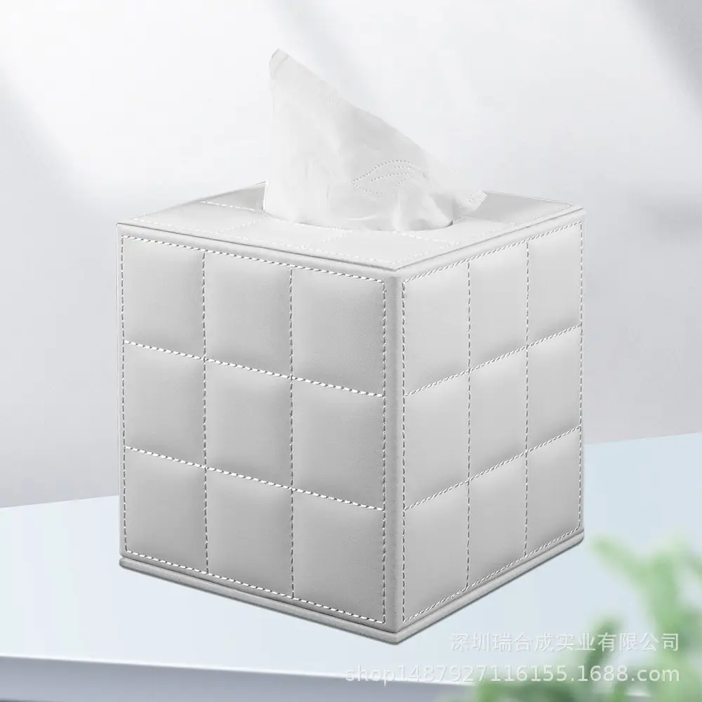 Square Heated Roll Tissue Box Vintage Flower Leather - Image 2