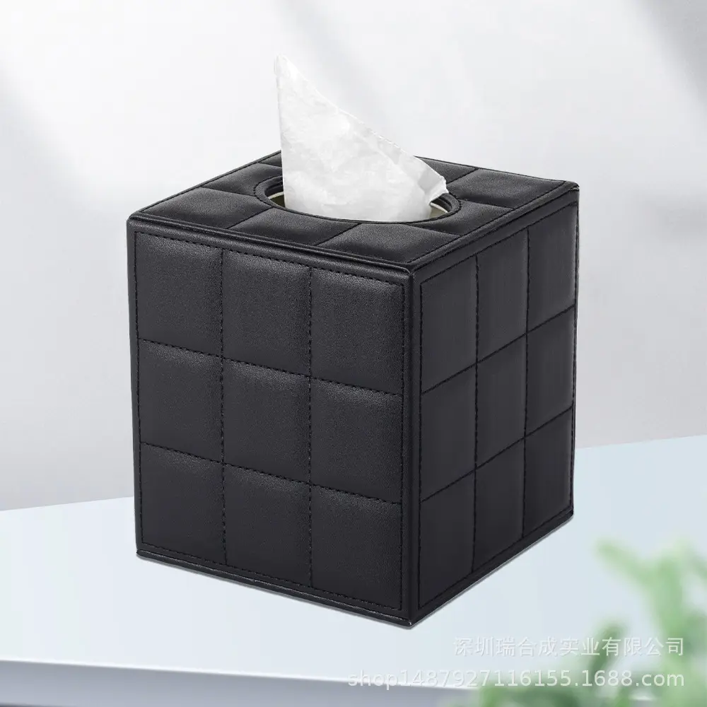 Square Heated Roll Tissue Box Vintage Flower Leather - Image 3