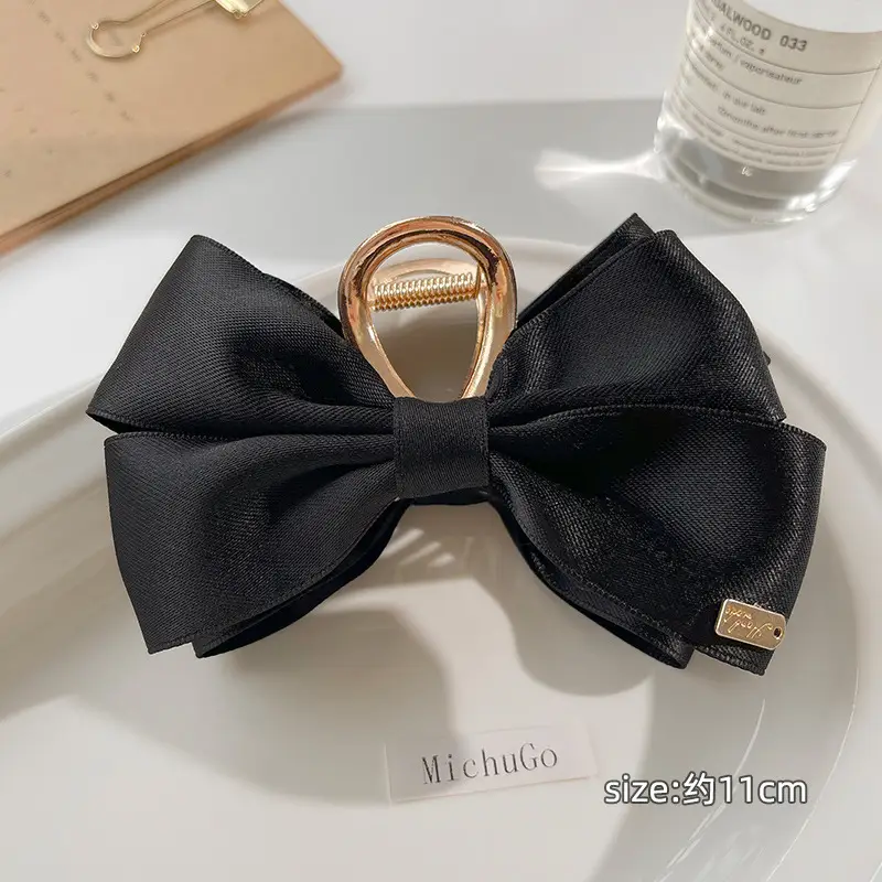 Black Bow Metal Hair Grab Clip for Women