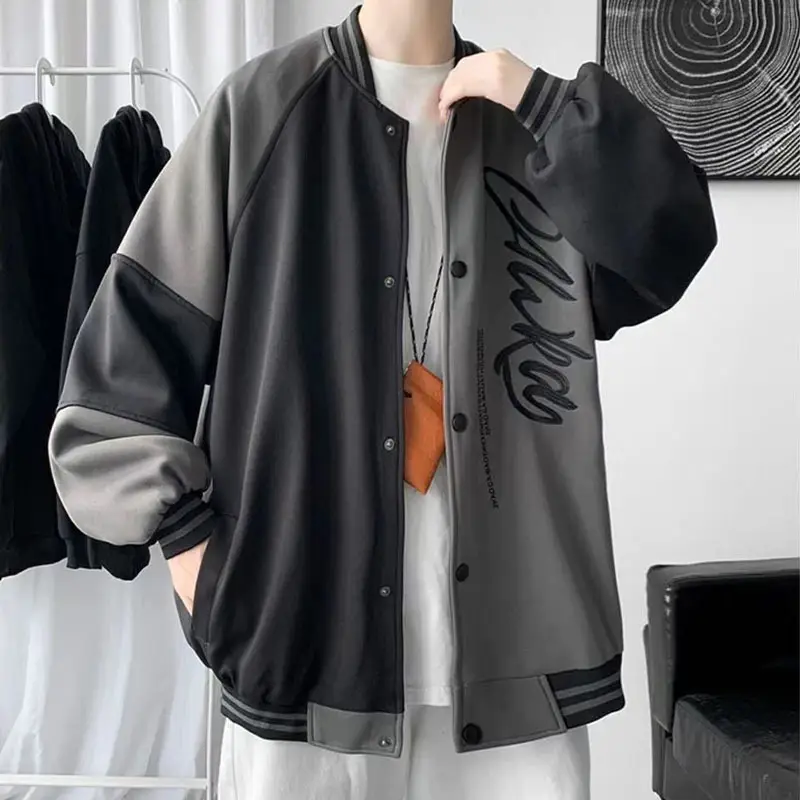 Men's Blue White Baseball Jacket with "Sense" Print - Image 6