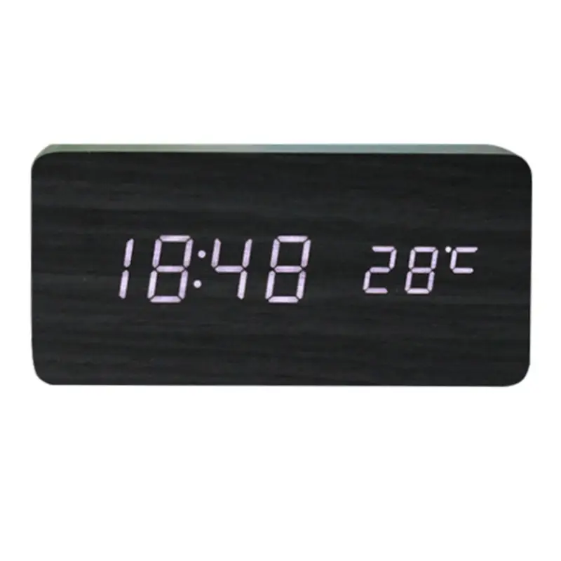 Silent Wooden Alarm Clock with LED Display 18:00 22°C - Image 9