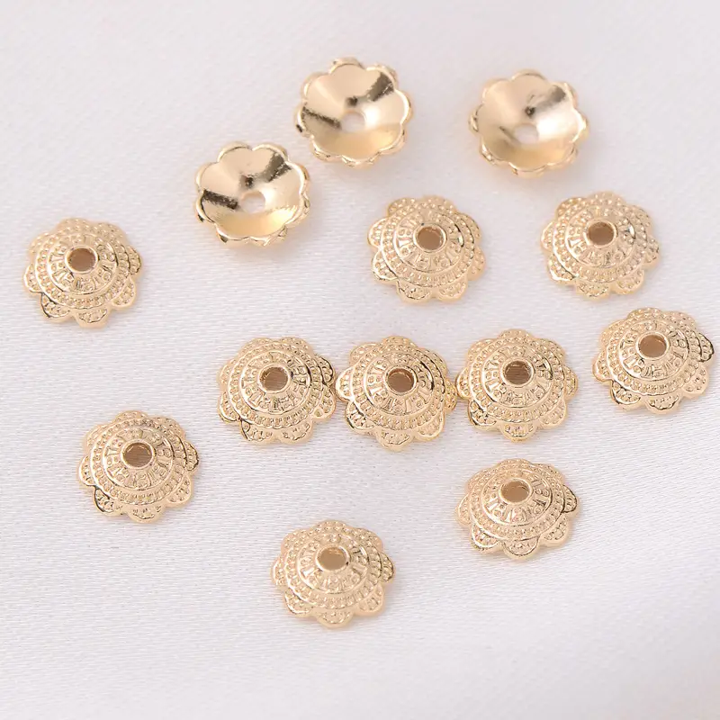 14K Gold Floral Beads for Jewelry Making - Image 3