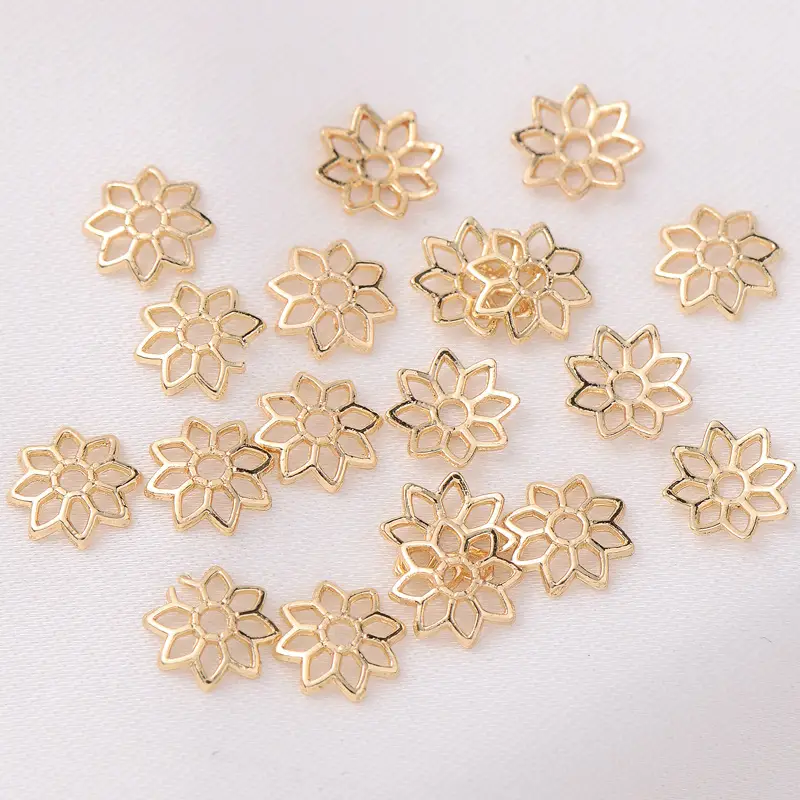 14K Gold Floral Beads for Jewelry Making - Image 2