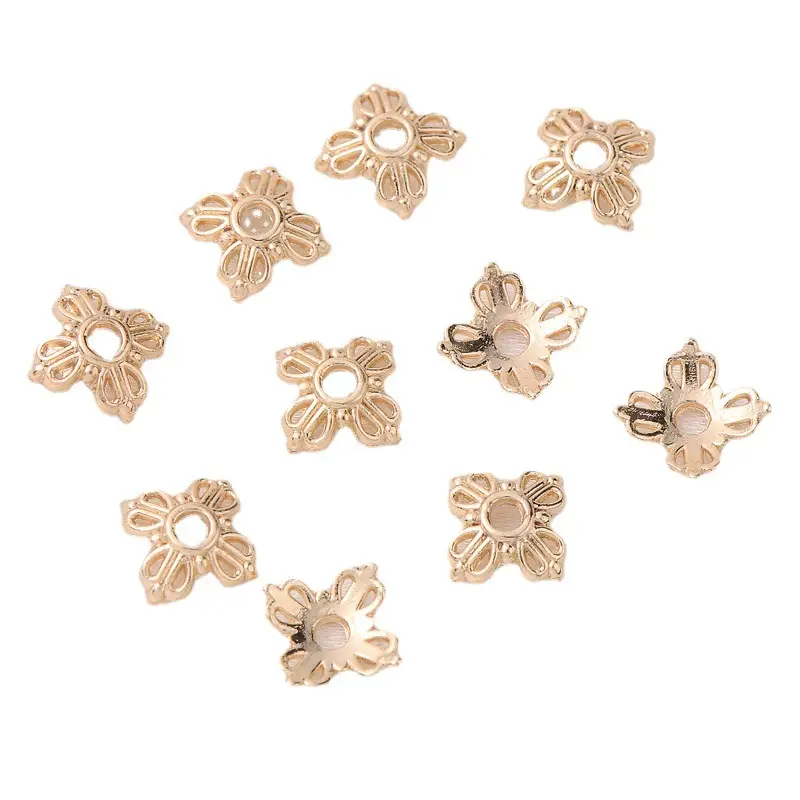 14K Gold Floral Beads for Jewelry Making - Image 7