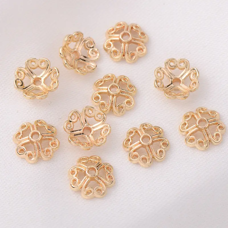 14K Gold Floral Beads for Jewelry Making - Image 5