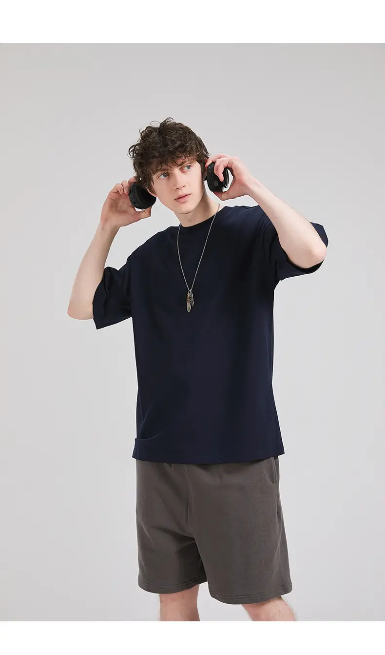 Men's Black Cotton T-Shirt Large Loose Breathable — feature 27