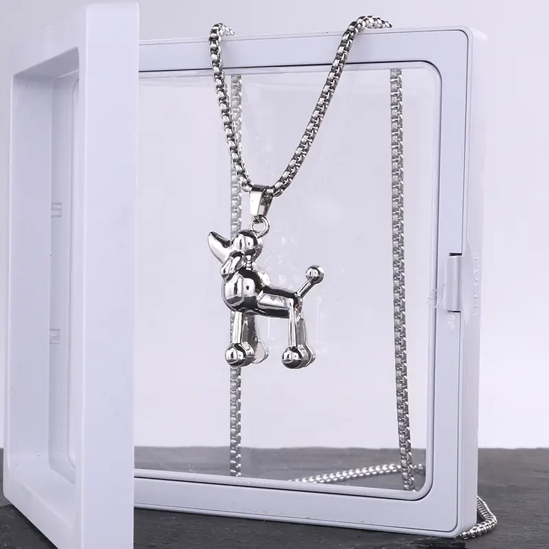 Titanium Steel Poodle Necklace for Men Women - Image 2