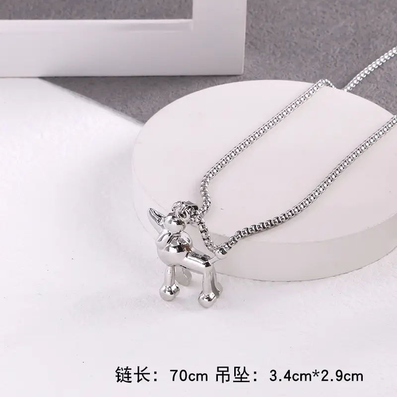 Titanium Steel Poodle Necklace for Men Women - Image 3