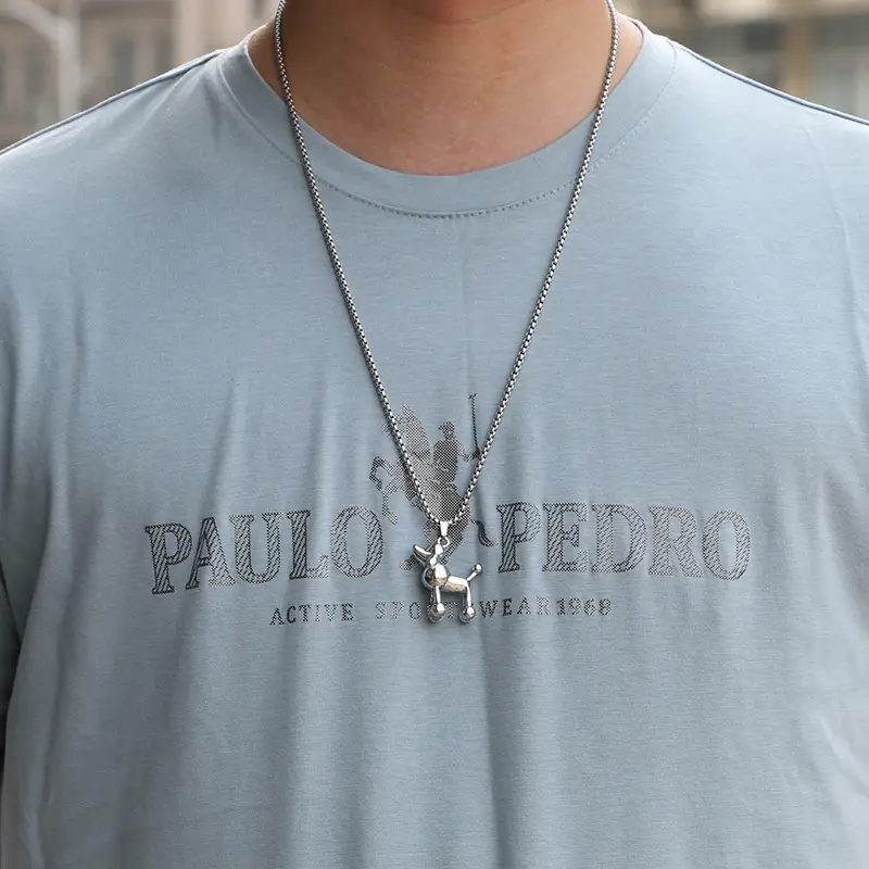 Titanium Steel Poodle Necklace for Men Women - Image 4