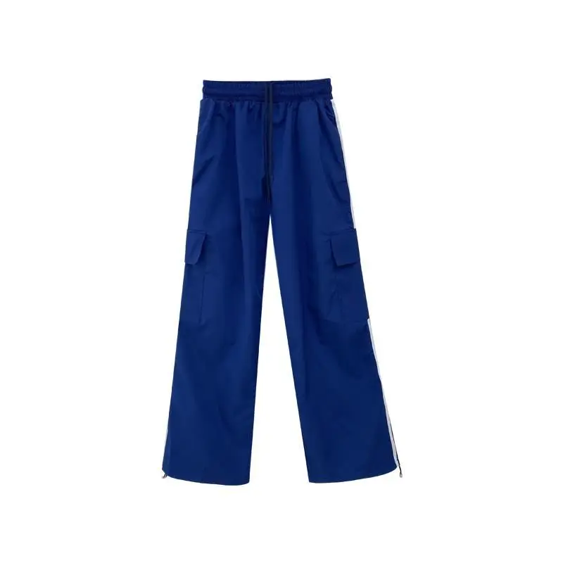 Women's Navy Blue Retro Hiking Cargo Pants High Waist Sports Pants - Image 13