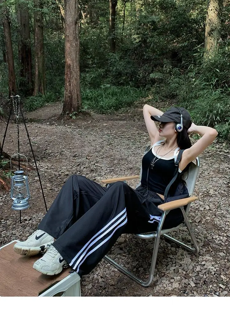 Women's Navy Blue Retro Hiking Cargo Pants High Waist Sports Pants — feature 33