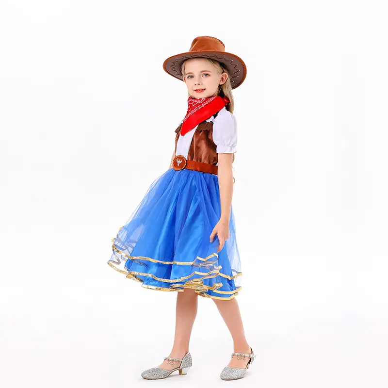 Girls Halloween Princess Costume Blue Skirt Masquerade Dress — feature 9