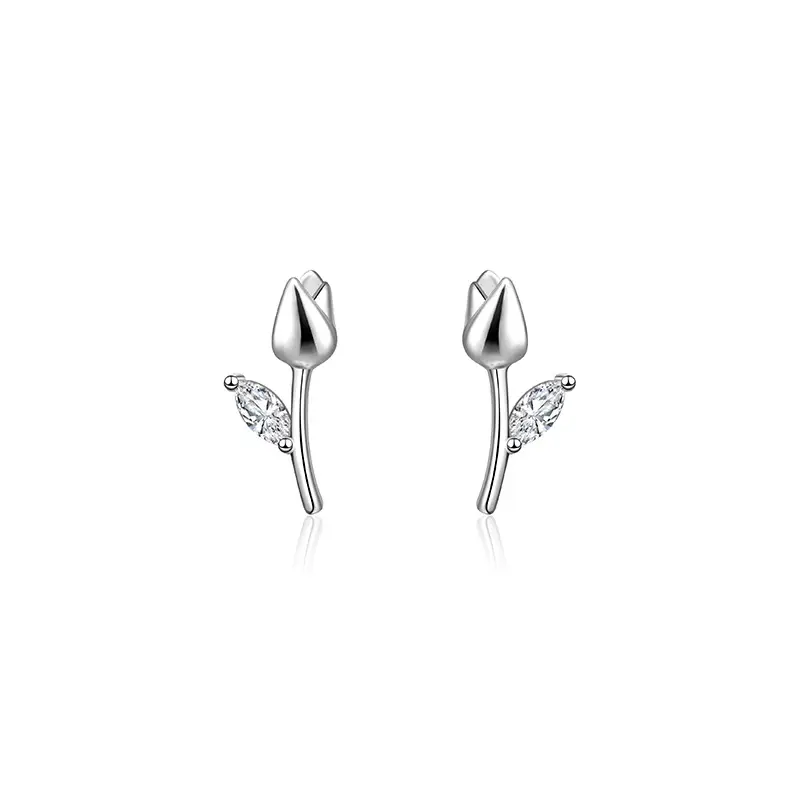 925 Sterling Silver Tulip Earrings Women's Niche High-End 2022 New Trendy Summer Earrings Birthday Gift - Image 7