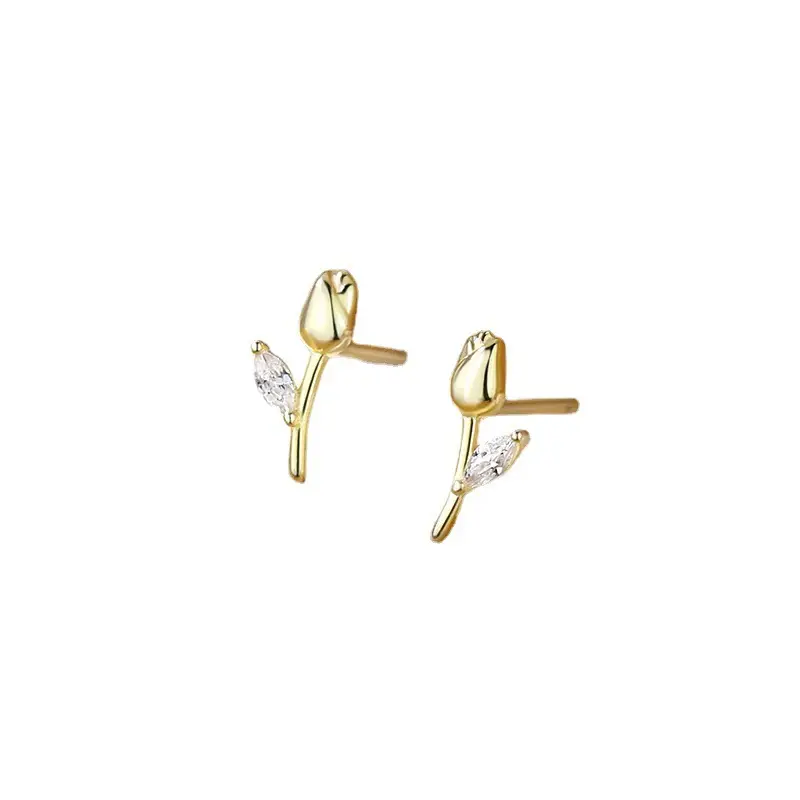 925 Sterling Silver Tulip Earrings Women's Niche High-End 2022 New Trendy Summer Earrings Birthday Gift - Image 2