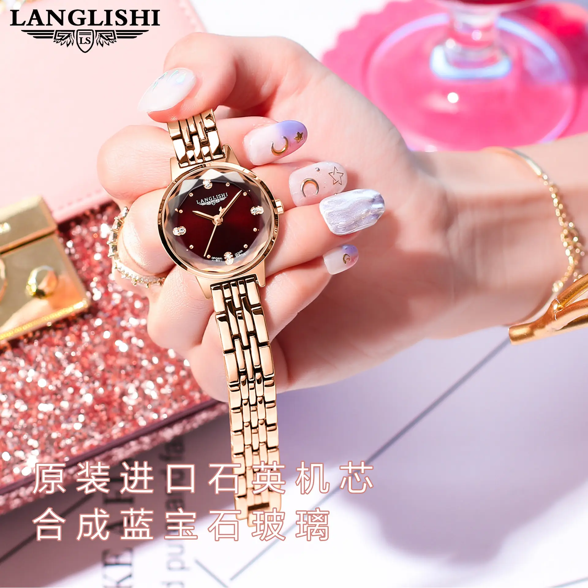Faux Rose Gold Swiss Watch for Women Ultra Thin Waterproof - Image 9