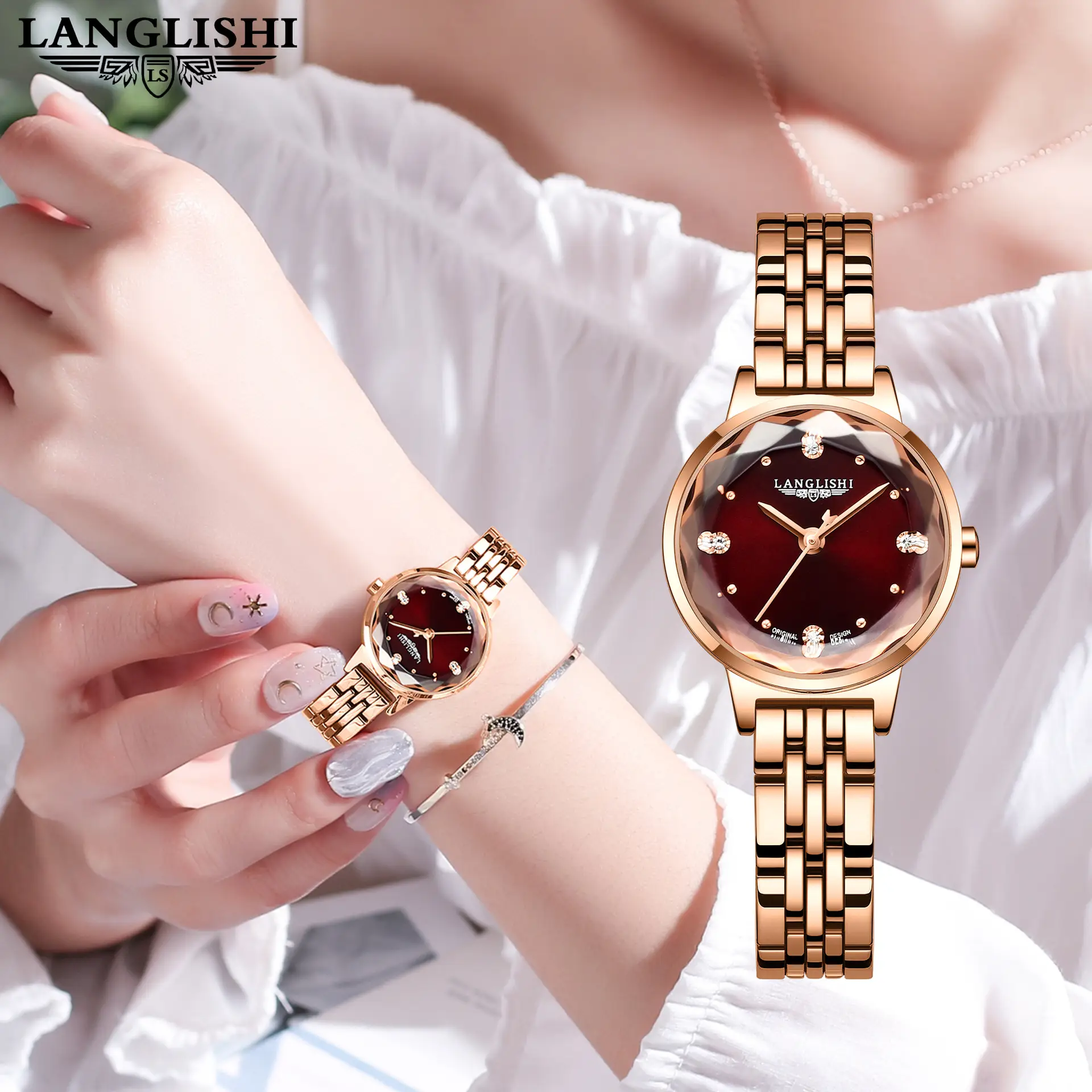 Faux Rose Gold Swiss Watch for Women Ultra Thin Waterproof - Image 11